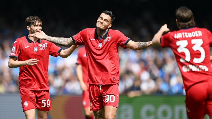 esultanza gol Gianluca Scamacca Napoli-Atalanta 0-3 Serie A 2023-2024