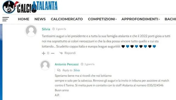 Atalanta, l’invito in tribuna di Antonio Percassi… ma è un fake!- immagine 2