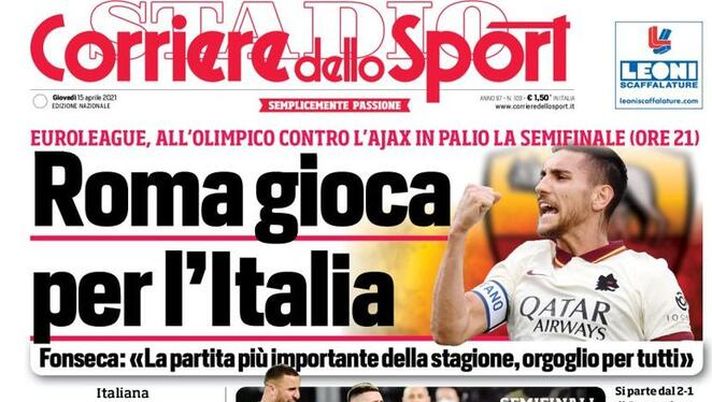 Il Corriere dello Sport, la prima pagina di oggi, giovedì 15 aprile 2021 