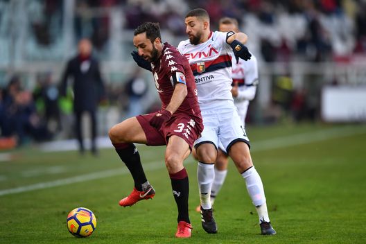 TURIN, ITALY - DECEMBER 30: Cristian Molinaro (L) of Torino FC is challenged by Adel Taarabt of Genoa CFC during the serie A match between Torino FC and Genoa CFC at Stadio Olimpico di Torino on December 30, 2017 in Turin, Italy. (Photo by Valerio Pennicino/Getty Images) TURIN, ITALY - DECEMBER 30: Cristian Molinaro (L) of Torino FC is challenged by Adel Taarabt of Genoa CFC during the serie A match between Torino FC and Genoa CFC at Stadio Olimpico di Torino on December 30, 2017 in Turin, Italy. (Photo by Valerio Pennicino/Getty Images)