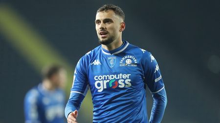 EMPOLI, ITALY - JANUARY 23: Nedim Bajrami of Empoli FC reacts during the Serie A match between Empoli FC and AS Roma at Stadio Carlo Castellani on January 23, 2022 in Empoli, Italy. (Photo by Gabriele Maltinti/Getty Images)
