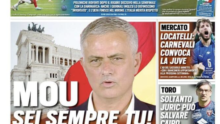 Prima Pagina, Tuttosport: “Mou, sei sempre tu! Occhio, Ceferin” 