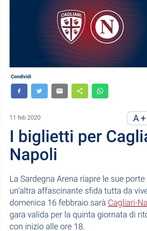 Niente tifosi del Napoli domenica a Cagliari, decisione ufficiale Niente tifosi del Napoli domenica a Cagliari, decisione ufficiale
