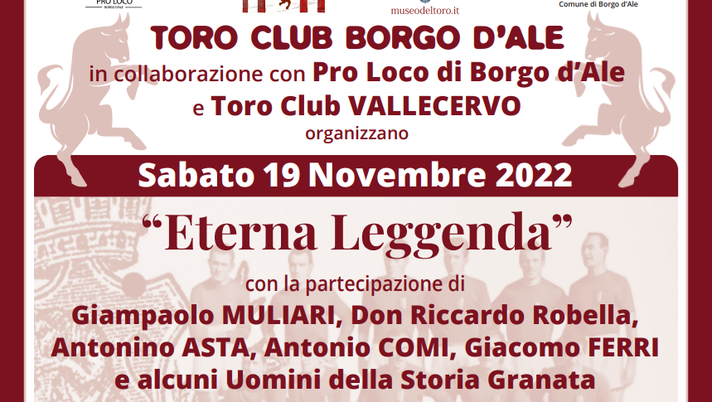 Il Toro Club Borgo d’Ale organizza l’Eterna Leggenda: presenti Antonino Asta, Giacomo Ferri… Il Toro Club Borgo d’Ale organizza l’Eterna Leggenda: presenti Antonino Asta, Giacomo Ferri… - immagine 1