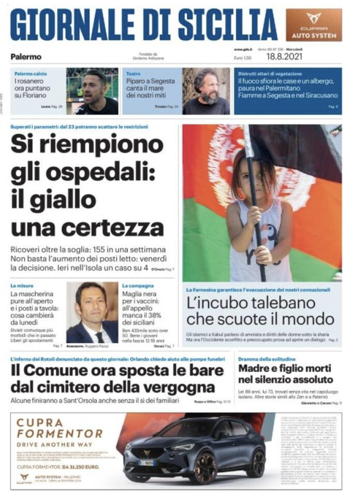 Prima Pagina, Giornale di Sicilia: “I rosanero ora puntano su Floriano” 