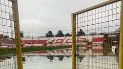 Vicenza con lo stadio allagato, le immagini del Menti sott’acqua