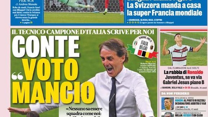 Conte vota Mancini: “Lukaku forza della natura ma semifinale possibile per l’Italia” Conte vota Mancini: “Lukaku forza della natura ma semifinale possibile per l’Italia” - immagine 1