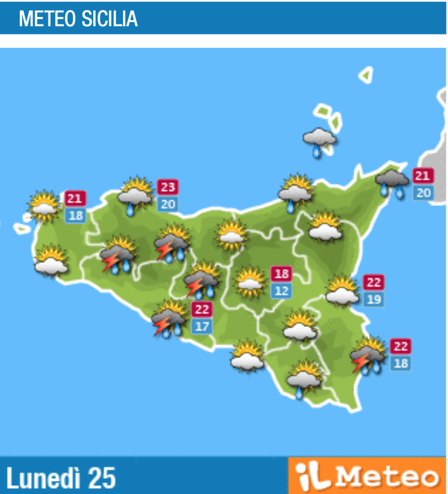 Meteo, Palermo: pioggia e schiarite, le previsioni di lunedì 25 ottobre meteo