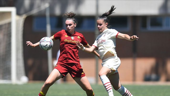TIRRENIA, ITALY - JUNE 10:Monica Renzotti of AC Milan in action during the Women's Primavera Final Four match between AS Roma U19 and AC Milan U19 at Centro Preparazione Olimpica on June 10, 2022 in Tirrenia, Italy. (Photo by AC Milan/AC Milan via Getty Images)