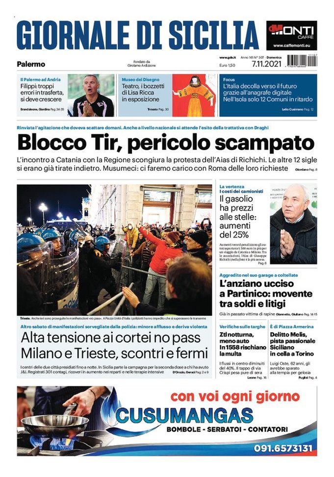 Prima Pagina, Giornale di Sicilia: “Il Palermo ad Andria. E Filippi…”  Prima Pagina, Giornale di Sicilia: “Il Palermo ad Andria. E Filippi…” - immagine 1