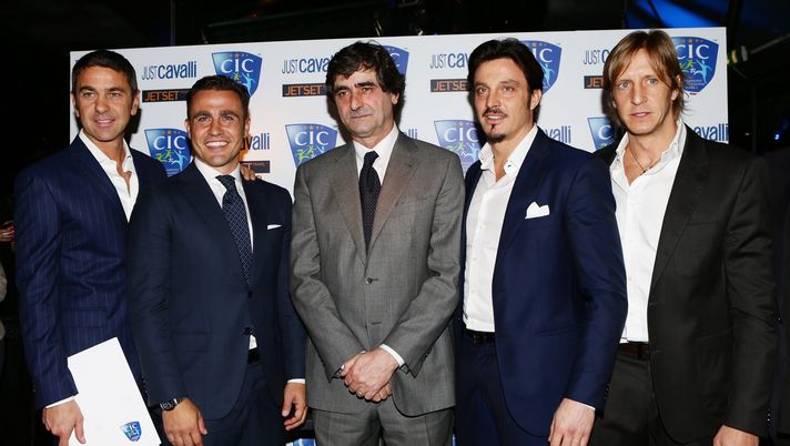 MILAN, ITALY - JANUARY 31: (L-R) Billy Costacurta, Fabio Cannavaro, Paolo Taveggia, Massimo Oddo, Massimo Ambrosini attend C.I.C. Champions' International Camps photocall at Just Cavalli Cafe on January 31, 2013 in Milan, Italy. (Photo by Vittorio Zunino Celotto/Getty Images) MILAN, ITALY - JANUARY 31: (L-R) Billy Costacurta, Fabio Cannavaro, Paolo Taveggia, Massimo Oddo, Massimo Ambrosini attend C.I.C. Champions' International Camps photocall at Just Cavalli Cafe on January 31, 2013 in Milan, Italy. (Photo by Vittorio Zunino Celotto/Getty Images)