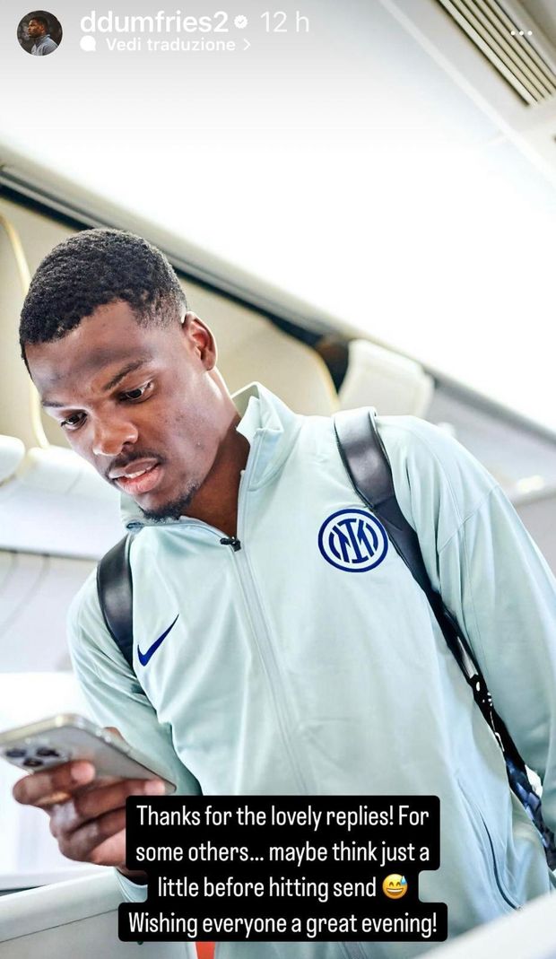 Dumfries manda un messaggio agli haters: “Grazie a tutti, ad alcuni dico che dovrebbero…”- immagine 3