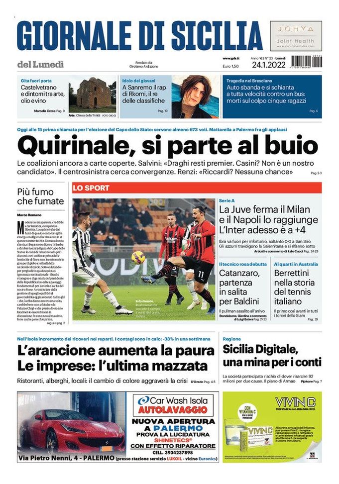 Prima Pagina, Giornale di Sicilia: “Catanzaro, partenza in salita per Baldini” - immagine 1