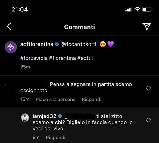 Duncan, battibecco sui social dopo il gol di Sottil a Moena: “Scemo a chi?”- immagine 2