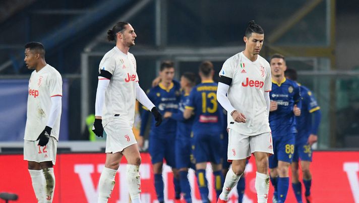 VERONA, ITALY - FEBRUARY 08: Cristiano Ronaldo of Juventus shows his dejection during the Serie A match between Hellas Verona and Juventus at Stadio Marcantonio Bentegodi on February 8, 2020 in Verona, Italy. (Photo by Alessandro Sabattini/Getty Images) VERONA, ITALY - FEBRUARY 08: Cristiano Ronaldo of Juventus shows his dejection during the Serie A match between Hellas Verona and Juventus at Stadio Marcantonio Bentegodi on February 8, 2020 in Verona, Italy. (Photo by Alessandro Sabattini/Getty Images)
