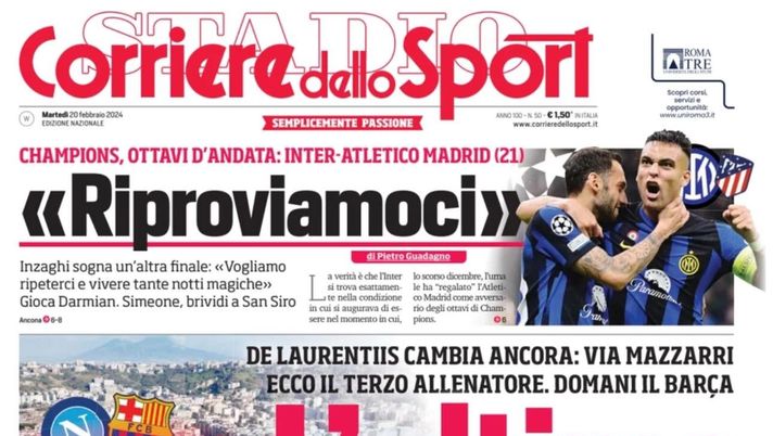 prima pagina corriere dello sport