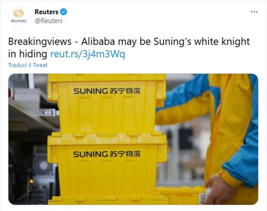 Reuters – Alibaba cavaliere bianco di Suning: può comprare la controllata Suning.com- immagine 2