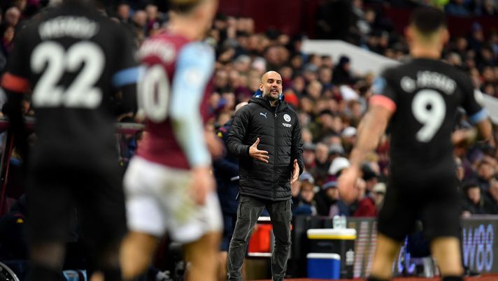 BIRMINGHAM, ENGLAND - JANUARY 12: Manager of Manchester City, Josep Guardiola reacts during the Premier League match between Aston Villa and Manchester City at Villa Park on January 12, 2020 in Birmingham, United Kingdom. (Photo by Justin Setterfield/Getty Images) BIRMINGHAM, ENGLAND - JANUARY 12: Manager of Manchester City, Josep Guardiola reacts during the Premier League match between Aston Villa and Manchester City at Villa Park on January 12, 2020 in Birmingham, United Kingdom. (Photo by Justin Setterfield/Getty Images)