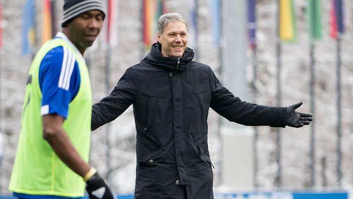 ZURICH, SWITZERLAND - JANUARY 09: Marco van Basten gestures during a FIFA Team Friendly Football Match at the FIFA headquarters prior to The Best FIFA Football Awards 2016 on January 9, 2017 in Zurich, Switzerland. (Photo by Philipp Schmidli/Getty Images) 