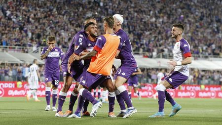 FLORENCE, ITALY - MAY 21: Nicolas Gonzalez of ACF Fiorentina celebrates after scoring a goal during the Serie A match between ACF Fiorentina and Juventus at Stadio Artemio Franchi on May 21, 2022 in Florence, Italy. (Photo by Gabriele Maltinti/Getty Images)