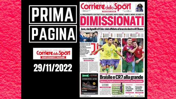 La prima pagina del 'Corriere dello Sport', in edicola oggi, 29-11-2022 Corriere dello Sport