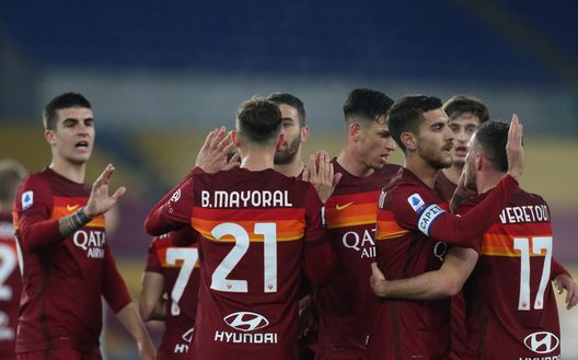 Roma, abbraccio squadra Roma, abbraccio squadra