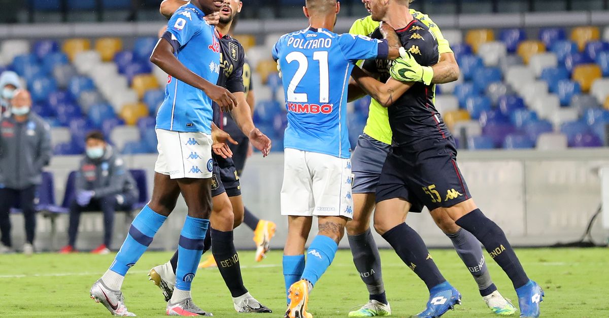 Andrea Masiello of Genoa CFC and Victor Osimhen of SSC Napoli