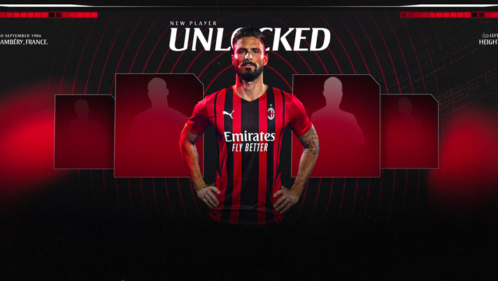 Olivier Giroud è ufficialmente un nuovo giocatore dell'AC Milan (credits: acmilan.com) 