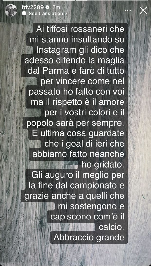 Parma, Vazquez ai tifosi del Palermo: “L’amore per i vostri colori sarà per sempre”- immagine 2