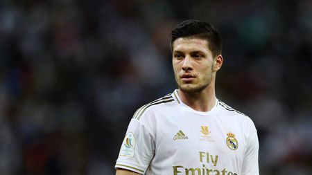 JEDDAH, SAUDI ARABIA - JANUARY 12: Luka Jovic of Real Madrid looks on during the Supercopa de Espana Final match between Real Madrid and Club Atletico de Madrid at King Abdullah Sports City on January 12, 2020 in Jeddah, Saudi Arabia. (Photo by Francois Nel/Getty Images)