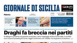 Prima Pagina, Giornale di Sicilia: “Draghi fa breccia nei partiti! Covid, scende ancora la curva dei casi”
