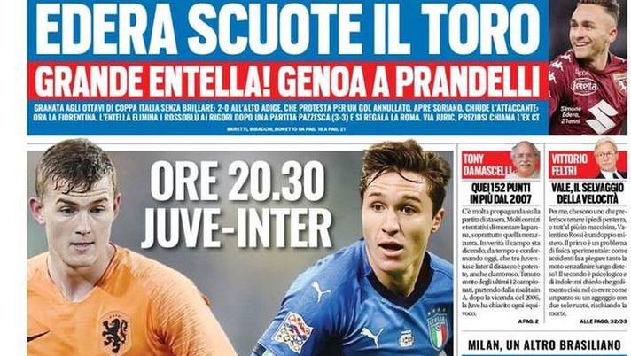 Prima Pagina, Tuttosport: “Rivoluzione, ma nel 2019. Everton l’anti-Ibra. Grande Entella! Buffon e Totti in FIGC…”  Prima Pagina, Tuttosport: “Rivoluzione, ma nel 2019. Everton l’anti-Ibra. Grande Entella! Buffon e Totti in FIGC…”