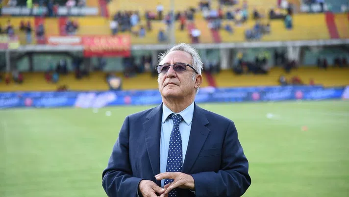 BENEVENTO, ITALY - MAY 12:  Oreste Vigorito, President of Benevento Calcio before the serie A match between Benevento Calcio and Genoa CFC at Stadio Ciro Vigorito on May 12, 2018 in Benevento, Italy.  (Photo by Francesco Pecoraro/Getty Images) *** Local Caption *** Oreste Vigorito