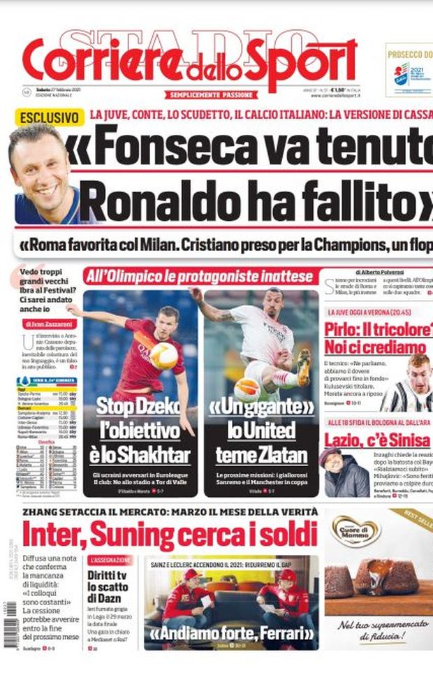 Prima Pagina, Corriere dello Sport: “Fonseca va tenuto, Ronaldo ha fallito. Inter, Suning cerca i soldi” Prima Pagina, Corriere dello Sport: “Fonseca va tenuto, Ronaldo ha fallito. Inter, Suning cerca i soldi”