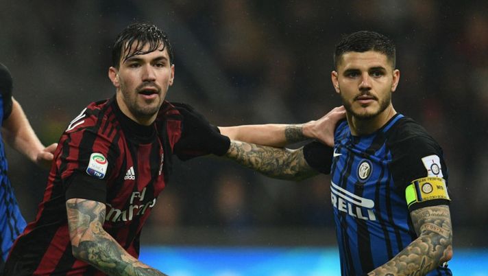 Alessio Romagnoli vs. Mauro Icardi in un Milan-Inter (credits: GETTY Images) 