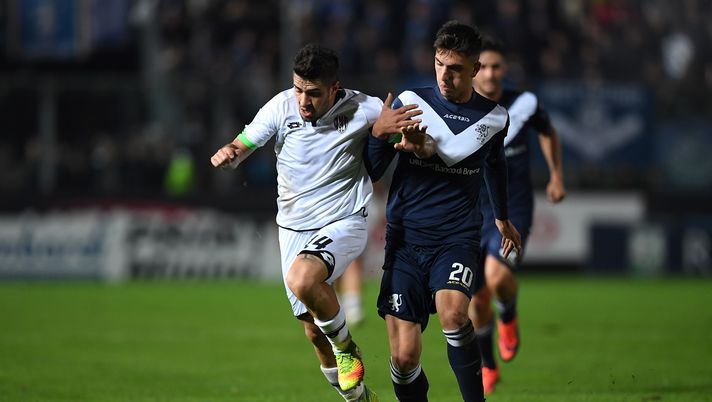 BRESCIA, ITALY - NOVEMBER 04:  Emanuele Ndoj (R) of Brescia Calcio competes with Antonio Balzano of AC Cesena during the Serie B match between Brescia Calcio and AC Cesena at Stadio Mario Rigamonti on November 4, 2016 in Brescia, Italy.  (Photo by Valerio Pennicino/Getty Images)  BRESCIA, ITALY - NOVEMBER 04:  Emanuele Ndoj (R) of Brescia Calcio competes with Antonio Balzano of AC Cesena during the Serie B match between Brescia Calcio and AC Cesena at Stadio Mario Rigamonti on November 4, 2016 in Brescia, Italy.  (Photo by Valerio Pennicino/Getty Images)