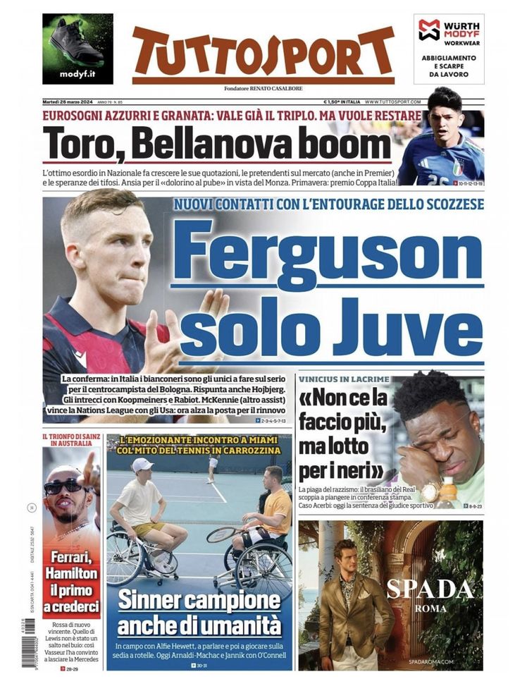 EDICOLA TS – Toro, Bellanova boom. Ferguson solo Juve - immagine 1