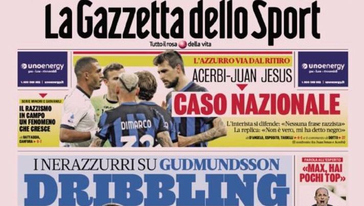 PRIMA PAGINA GAZZETTA DELLO SPORT OGGI