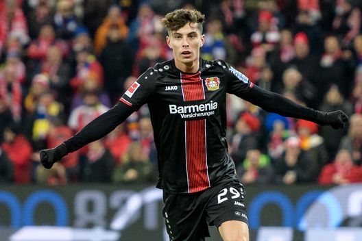 MAINZ, GERMANY - FEBRUARY 08: Kai Havertz of Leverkusen celebrates after scoring the 1-2 lead during the Bundesliga match between 1. FSV Mainz 05 and Bayer 04 Leverkusen at the Opel Arena on February 08, 2019 in Mainz, Germany. (Photo by Jörg Schüler/Getty Images) MAINZ, GERMANY - FEBRUARY 08: Kai Havertz of Leverkusen celebrates after scoring the 1-2 lead during the Bundesliga match between 1. FSV Mainz 05 and Bayer 04 Leverkusen at the Opel Arena on February 08, 2019 in Mainz, Germany. (Photo by Jörg Schüler/Getty Images)
