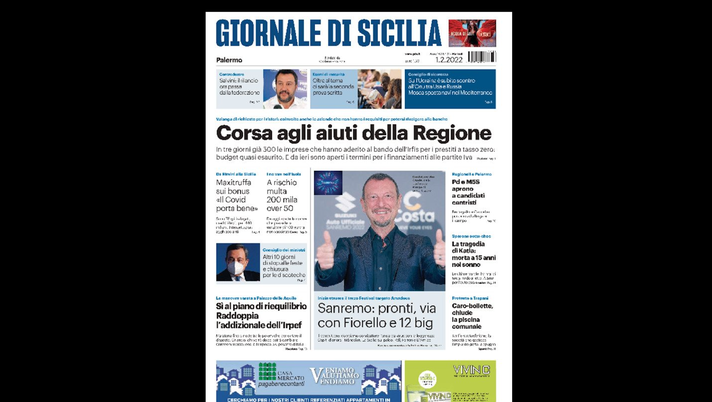 Prima Pagina, Giornale di Sicilia: “Corsa agli aiuti della Regione” - immagine 1