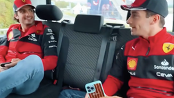 Ferrari, Leclerc scatenato: canta Adele in auto con Sainz (video)