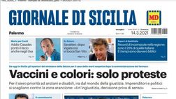 Prima Pagina, Giornale di Sicilia: “Vaccini e colori: solo proteste. Floriano-gol regala sprint al Palermo”