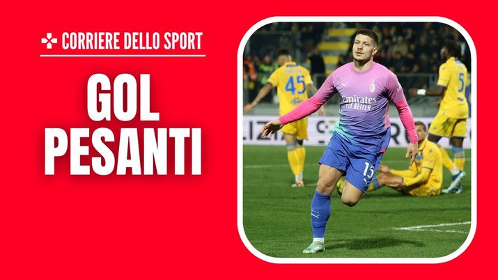 esultanza gol Luka Jovic AC Milan Frosinone-Milan 2-3 Serie A 2023-2024