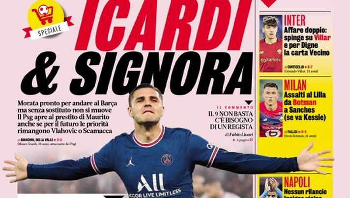 Prima Pagina, La Gazzetta dello Sport: “Icardi & Signora. Lukaku al bivio. Inter…” - immagine 1