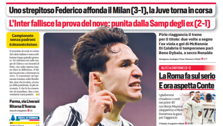 Prima Pagina, Corriere dello Sport: “Chiesa scudetto, la capolista si ferma. Zhang, le ipotesi di cessione&#8230;” 