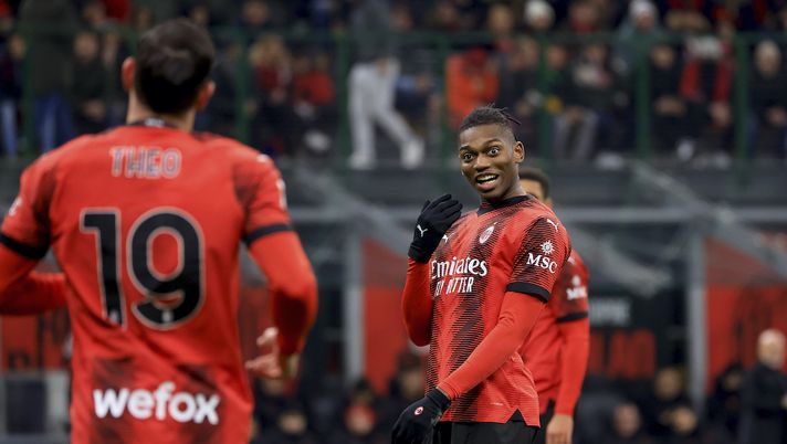 esultanza gol Rafael Leao AC Milan Milan-Atalanta 1-2 Coppa Italia 2023-2024