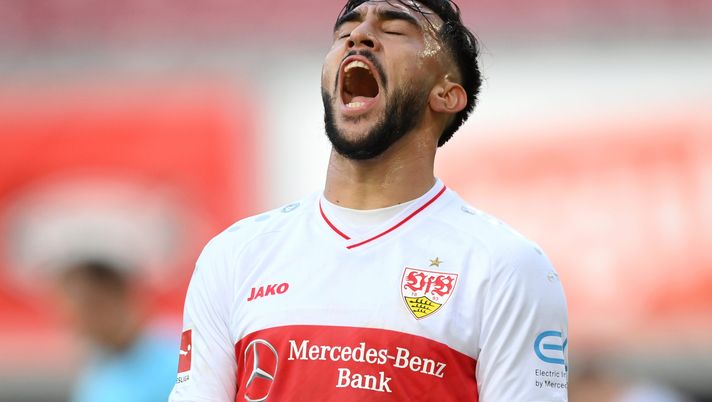 STUTTGART, GERMANY - NOVEMBER 07: Nicolas Gonzalez of VfB Stuttgart reacts during the Bundesliga match between VfB Stuttgart and Eintracht Frankfurt at Mercedes-Benz Arena on November 07, 2020 in Stuttgart, Germany. (Photo by Matthias Hangst/Getty Images) 