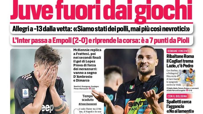 Prima Pagina, Corriere dello Sport: “Juve fuori dai giochi. Allegri a -13”  Prima Pagina, Corriere dello Sport: “Juve fuori dai giochi. Allegri a -13” - immagine 1