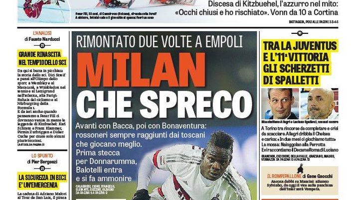 Prima Pagina, La Gazzetta dello Sport: “Mancini, sì a Lavezzi e tiene fuori Guarin. Juventus, ecco gli scherzetti di Spalletti. Insigne a casa dell’amico Cassano” Prima Pagina, La Gazzetta dello Sport: “Mancini, sì a Lavezzi e tiene fuori Guarin. Juventus, ecco gli scherzetti di Spalletti. Insigne a casa dell’amico Cassano”