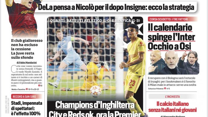 EDICOLA CDS – Corsa scudetto, il calendario spinge l’Inter: ostacolo Bologna - immagine 1